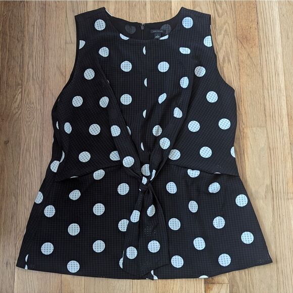 Ann Taylor black and white polka dot sleeveless tank top blouse - Picture 1 of 4